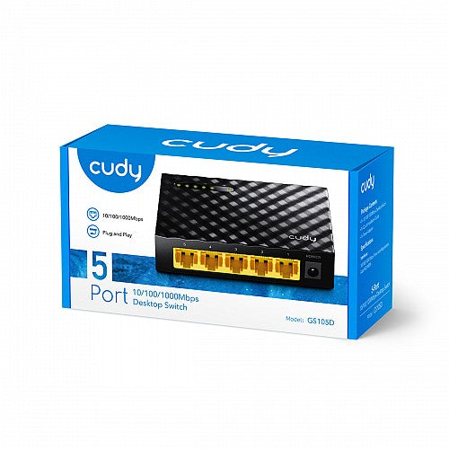 Cudy Switch Gigabit Ethernet 5-Ports Desktop GS105D with UK Plug Cudy Switch Gigabit Ethernet 5-Ports Desktop GS105D with UK Plug
